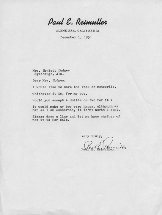 Letter to Ann Hodges, 1. Dec 1954